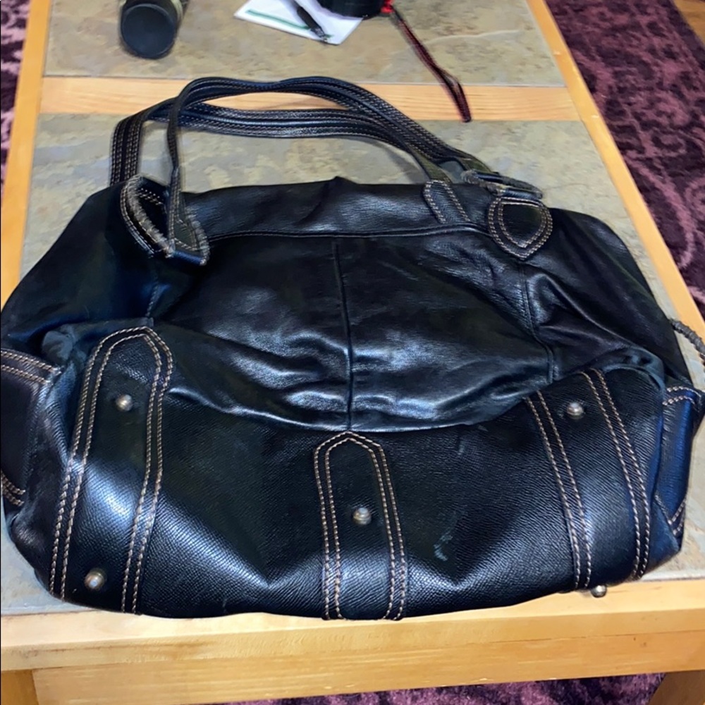 Eric Javitz Roomy black purse with red liner